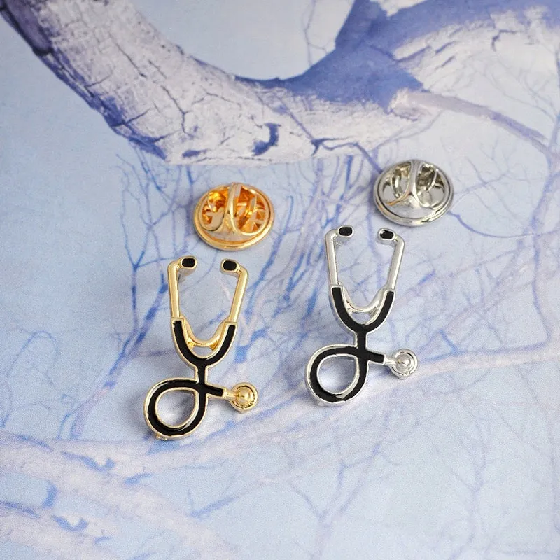 Stethoscope Black-Gold Pin