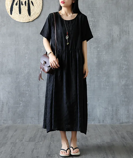 Summer  Spring  Cotton Linen Women loose Dresses DZA05168