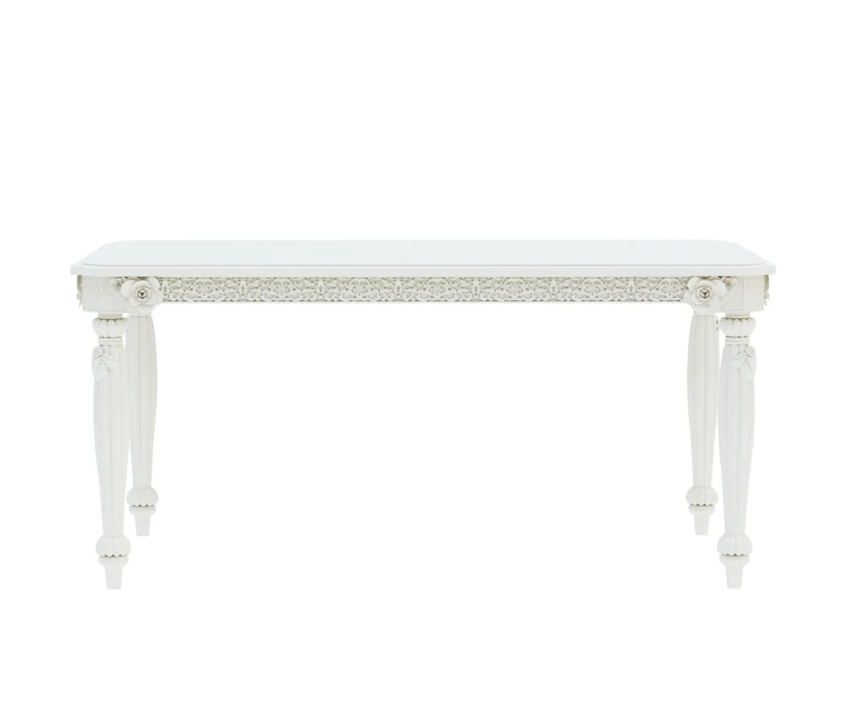 Sumptuous Solid Wood White Dining Table