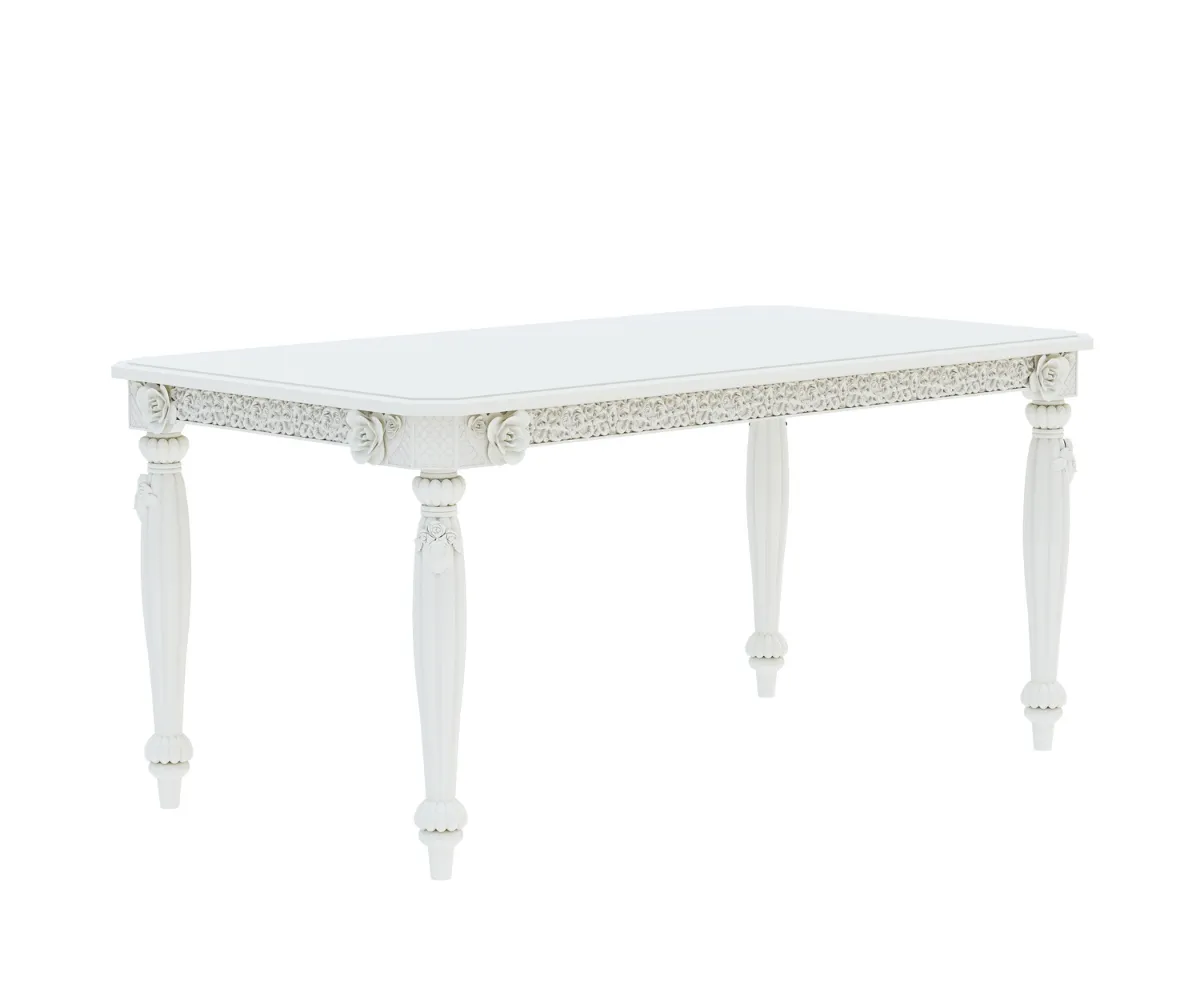 Sumptuous Solid Wood White Dining Table