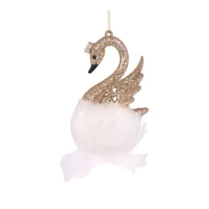 Swan Hanging Champagne 13cm