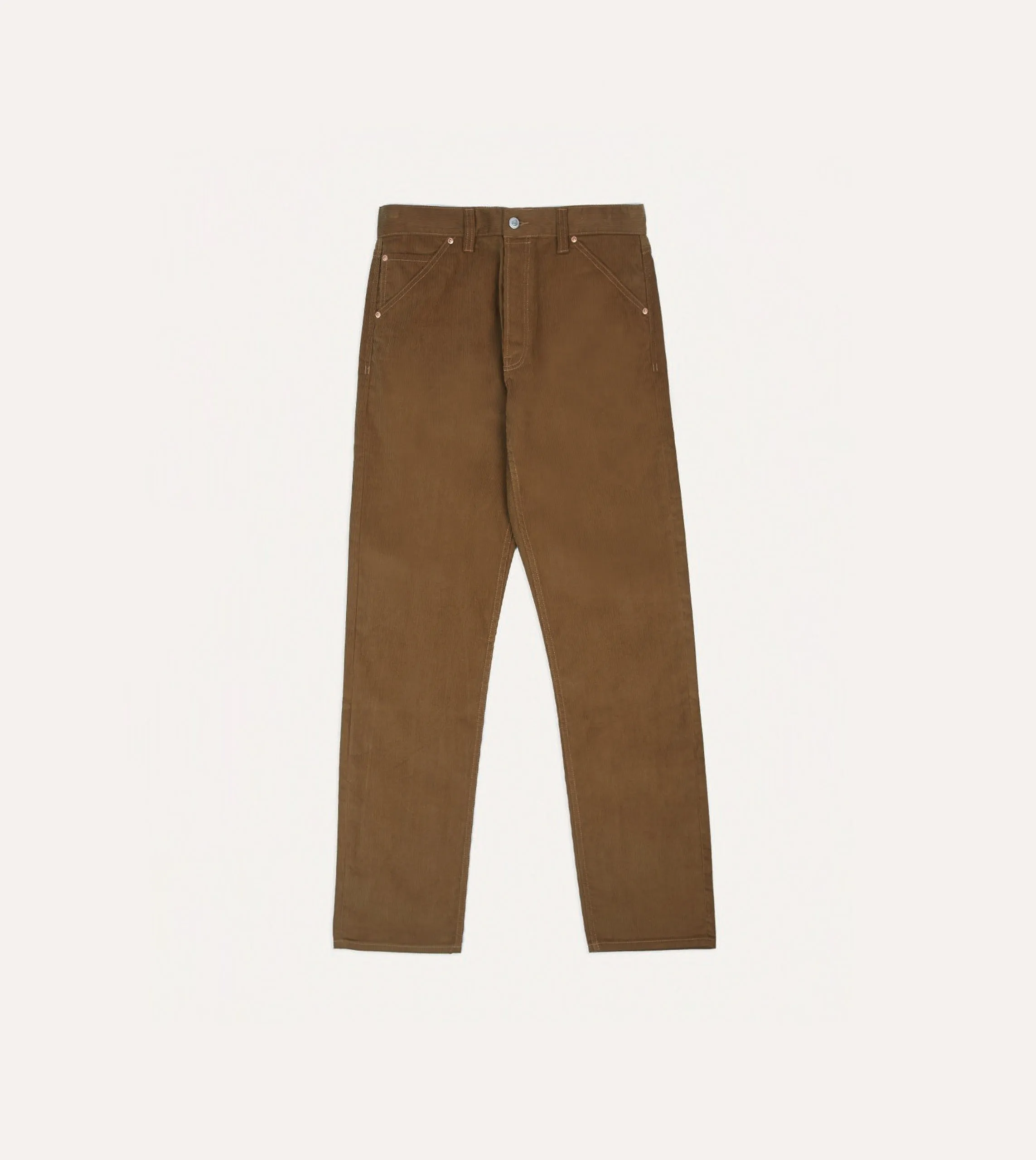 Tan Japanese Selvedge Needlecord Five-Pocket Trousers