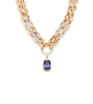 Tanzanite : One-of-a-Kind Pave Diamond Strong Hearts Multi-Strand Necklace