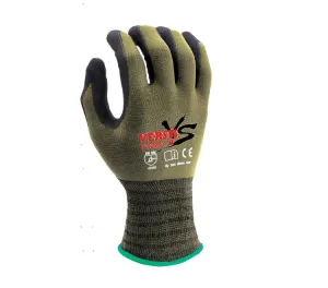 TASK GLOVES - VERSUS® - 15 Gauge Camo Green Gloves, Hi-Elasticity Nylon shell, Black Micro-Foam Nitrile Palm coated with Nitrile dots - Quantity 12 Pair