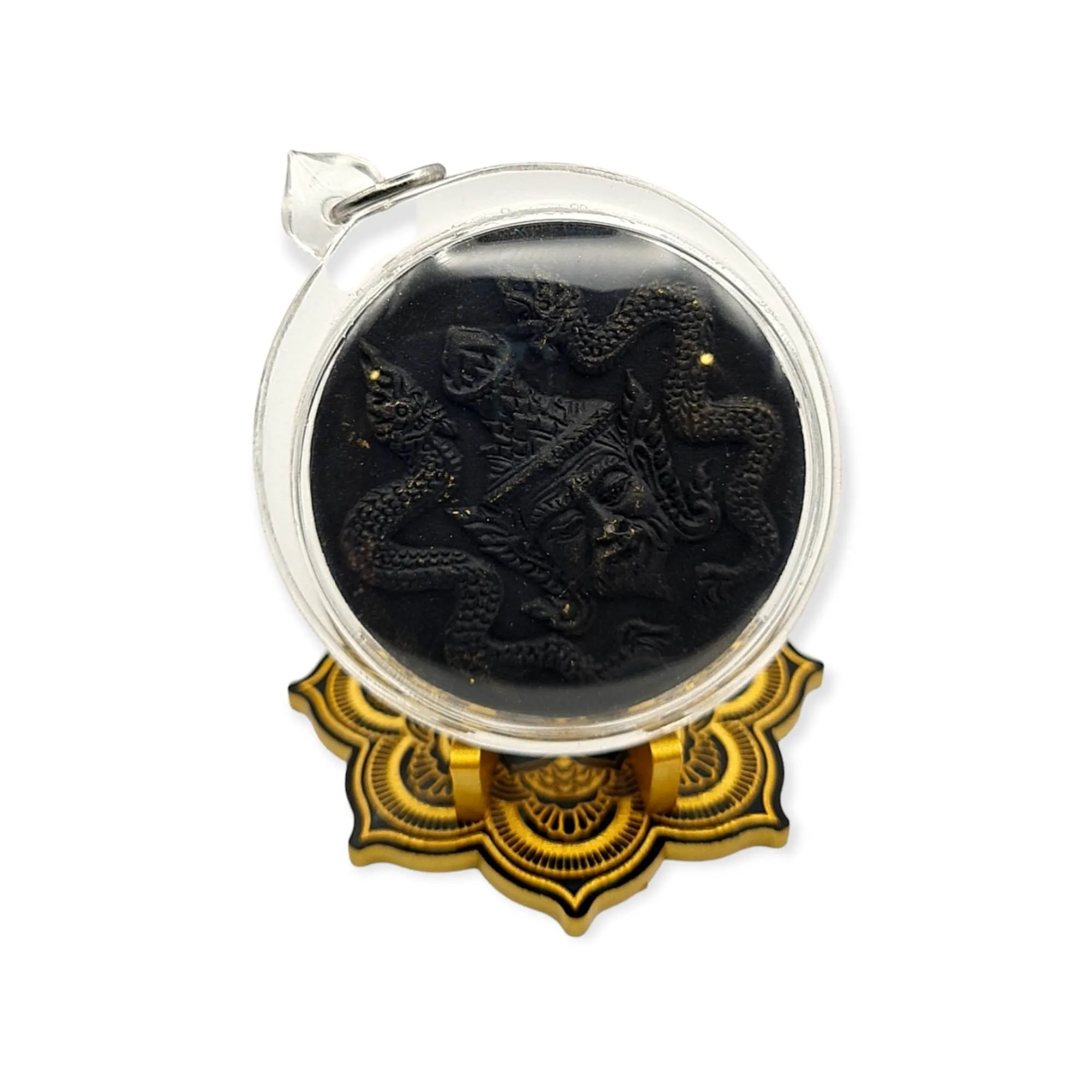 Thai Amulet Phor Kae Lersi Hermit PhromMunee back Naga Nakkarah Phra Nakprok Lp Srithepudon. Lucky Charm Pendant Waterproof Case