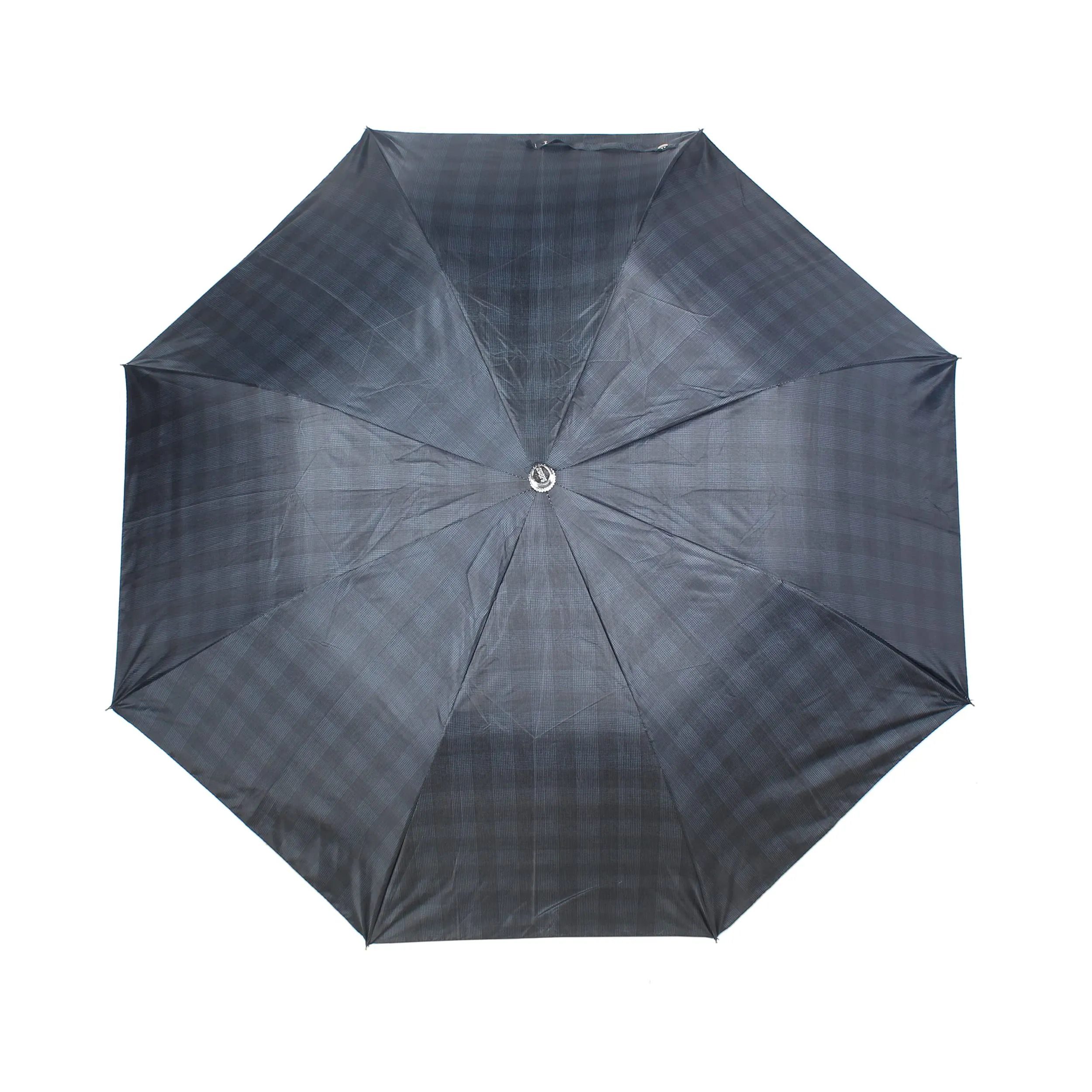 THE CLOWNFISH Umbrella 2 Fold Auto Open Waterproof 190 T Polyester Double Coated Silver Lined. Umbrellas For Men and Women (Checks Design -Midnight Blue)