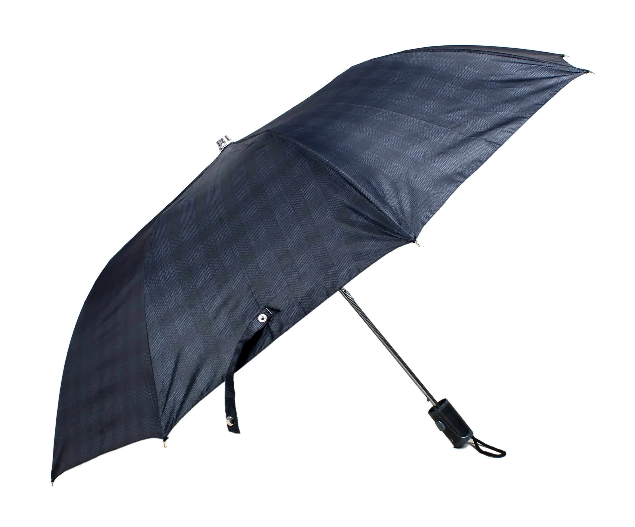 THE CLOWNFISH Umbrella 2 Fold Auto Open Waterproof 190 T Polyester Double Coated Silver Lined. Umbrellas For Men and Women (Checks Design -Midnight Blue)