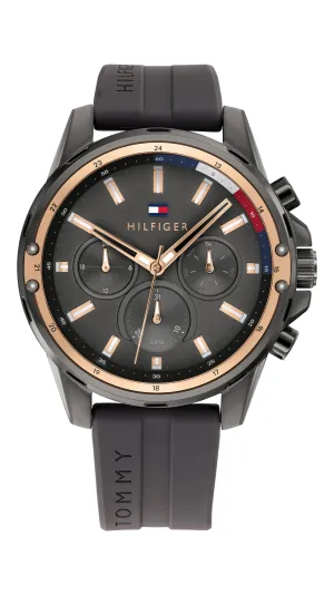 Tommy Hilfiger Mason Grey Face Silicone Band Watch  1791792