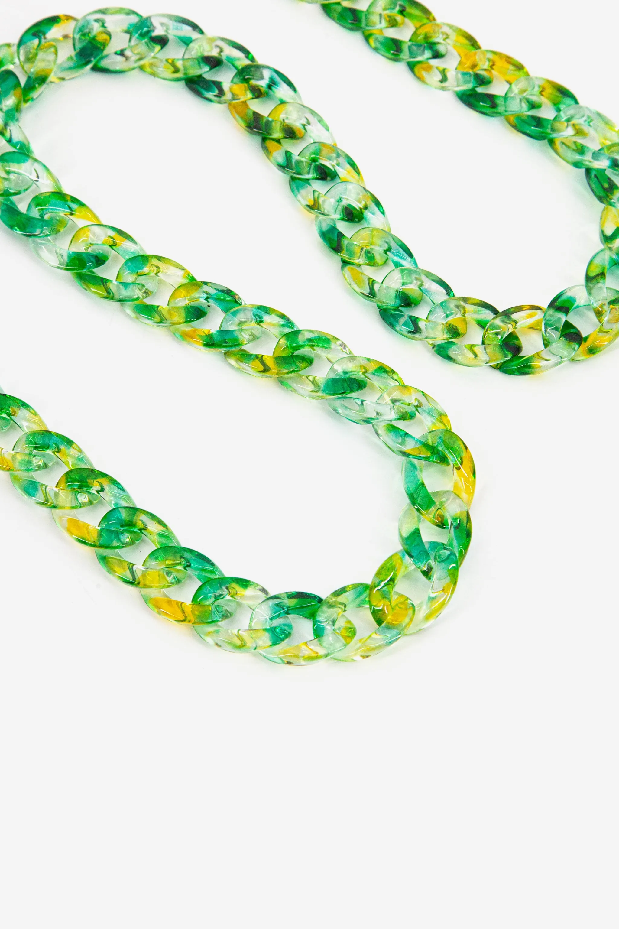 Two Tone Curb Chain Link Acrylic Bag Strap in Green & Lime