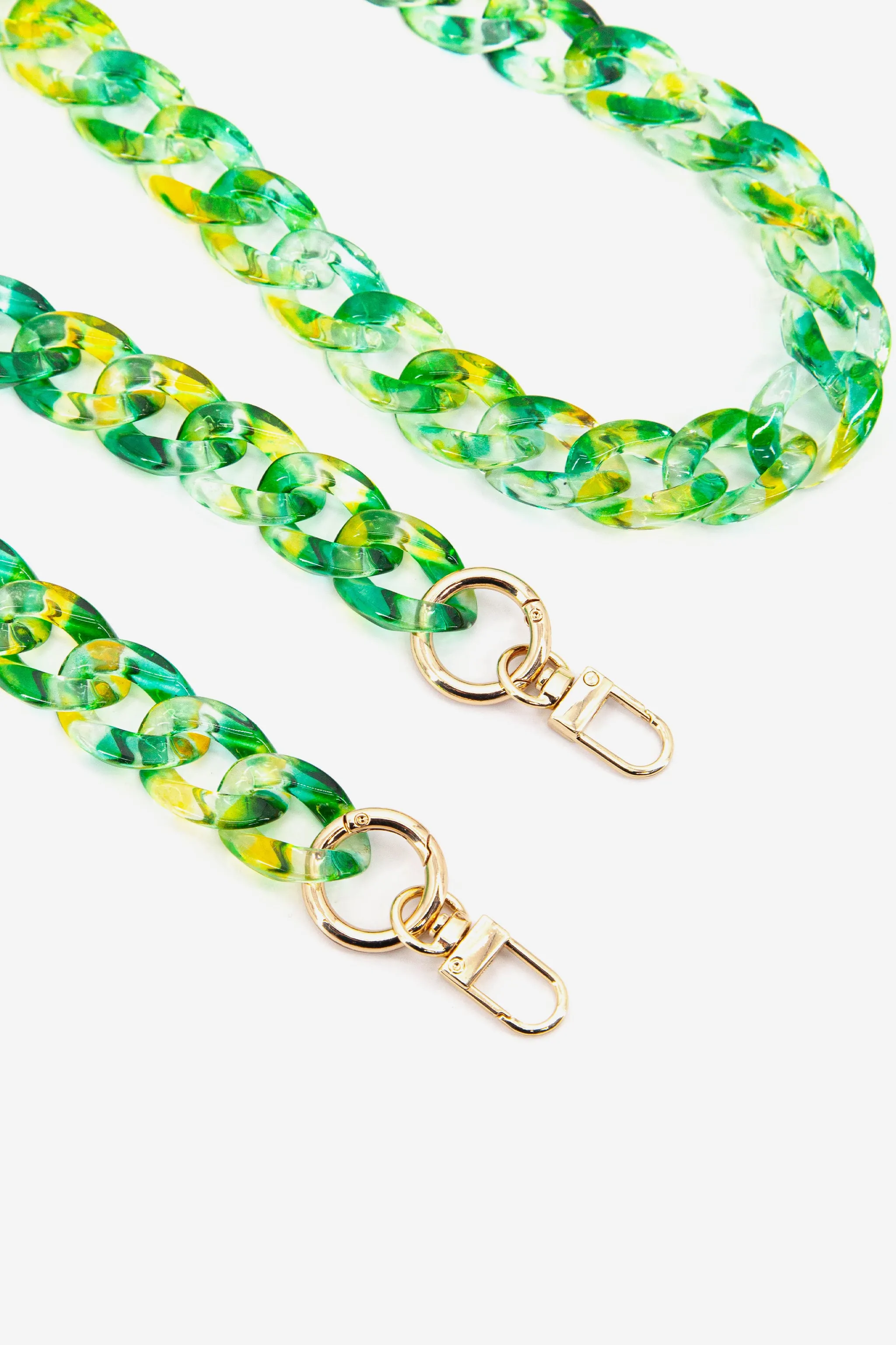 Two Tone Curb Chain Link Acrylic Bag Strap in Green & Lime