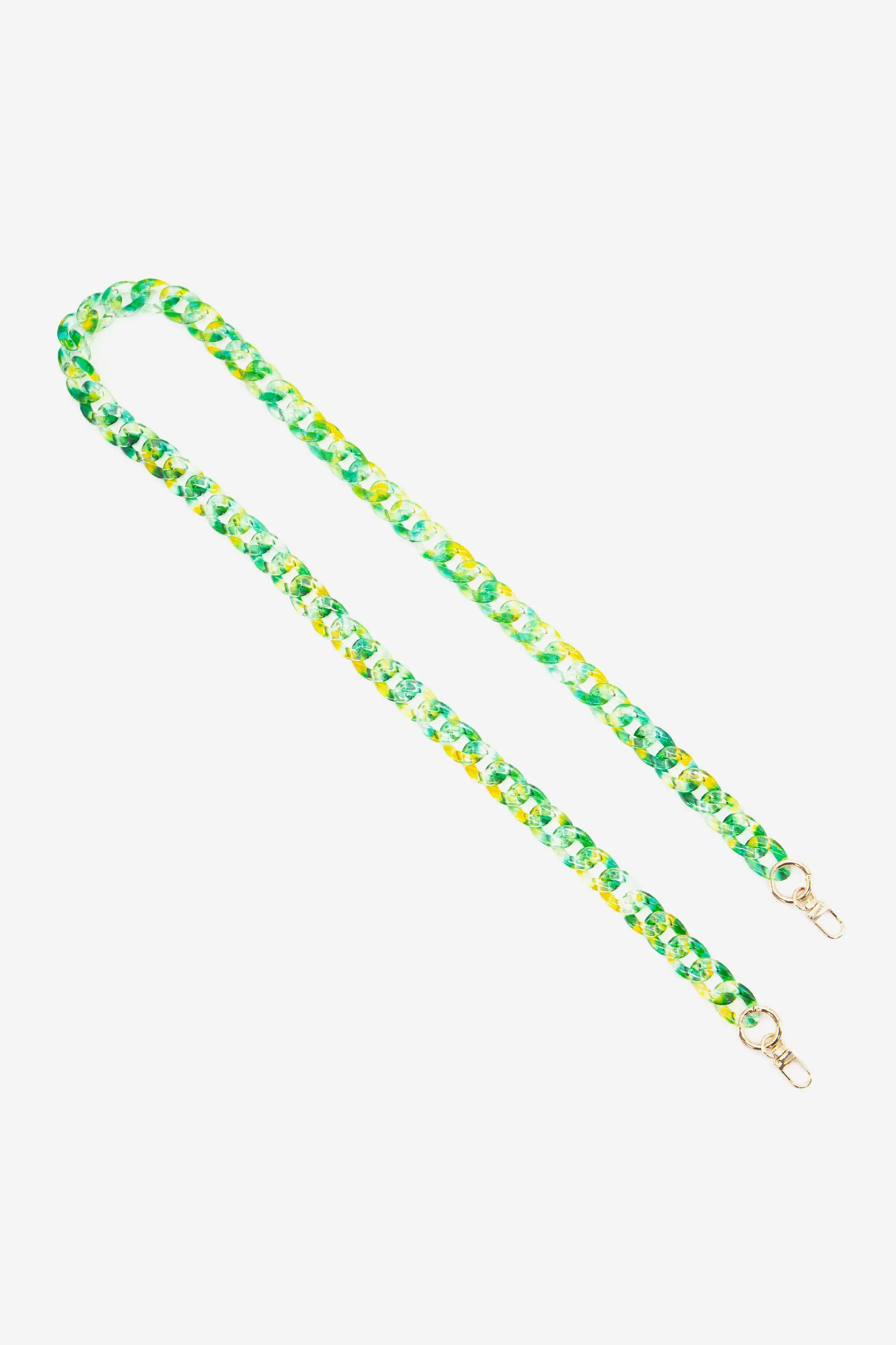 Two Tone Curb Chain Link Acrylic Bag Strap in Green & Lime