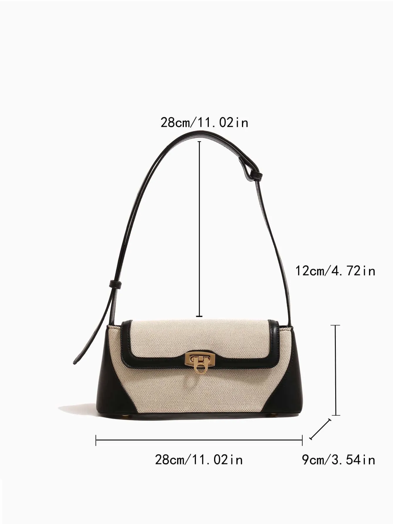 Two Tone Flap Baguette Bag