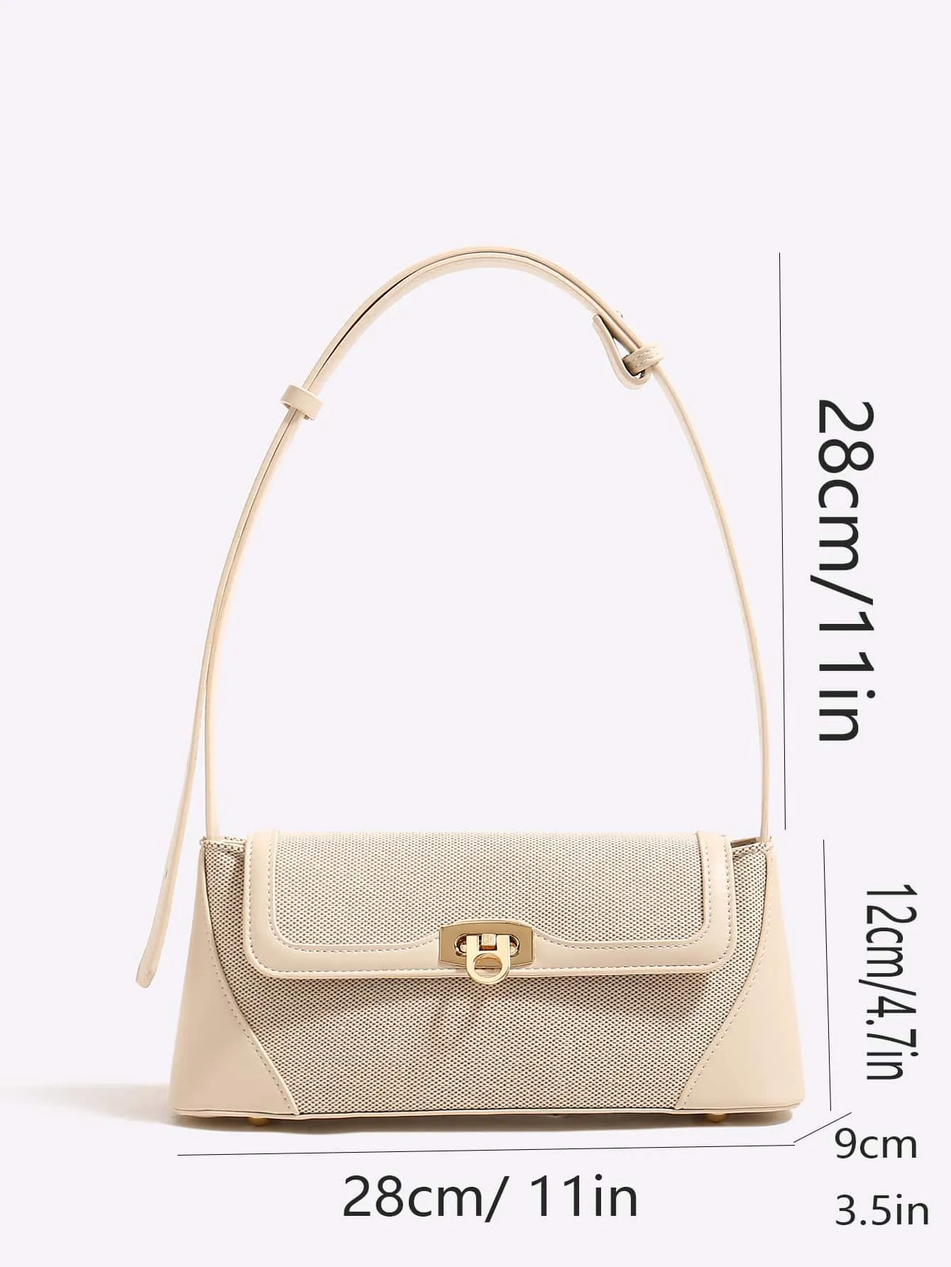 Two Tone Flap Baguette Bag