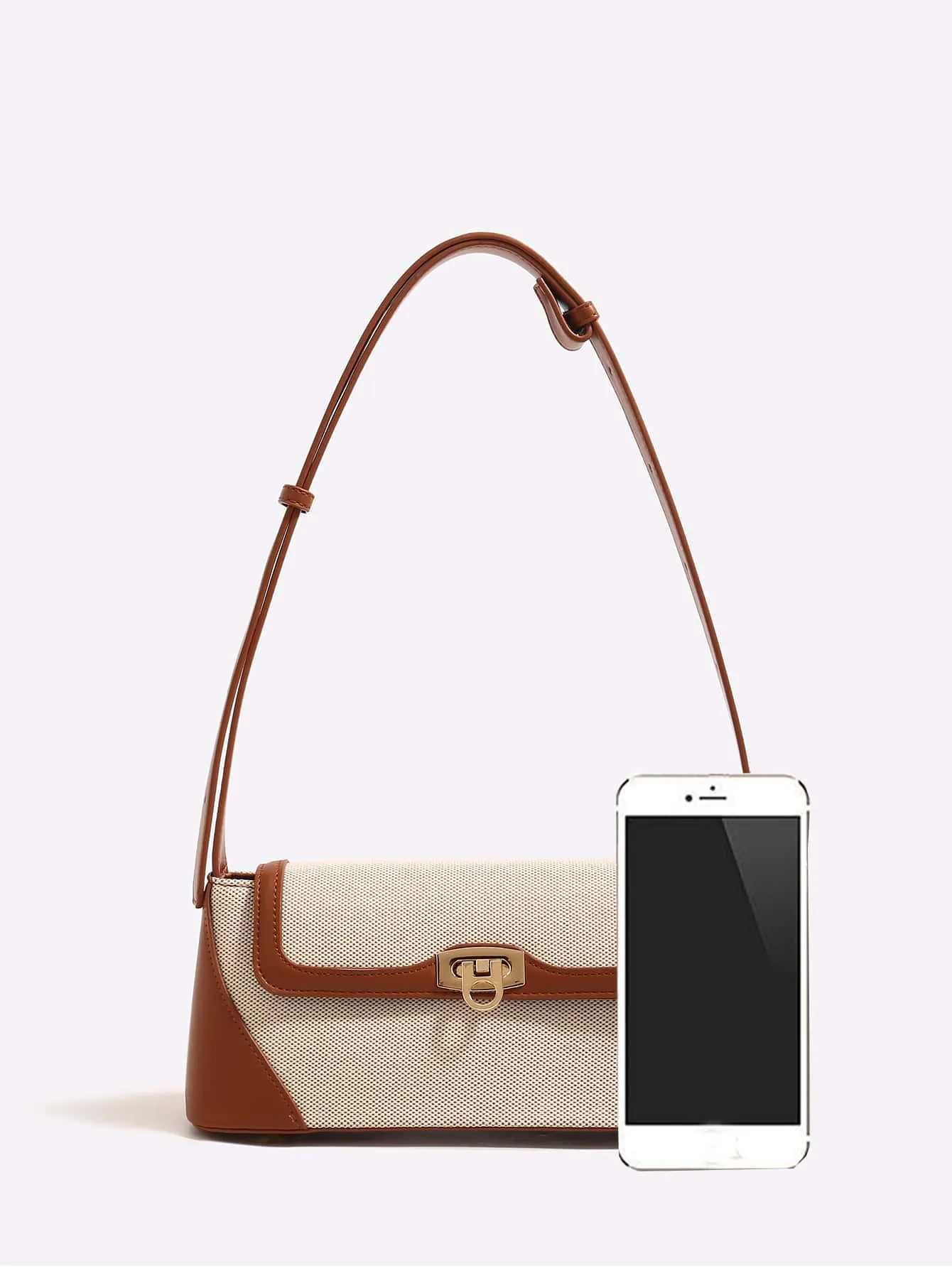 Two Tone Flap Baguette Bag