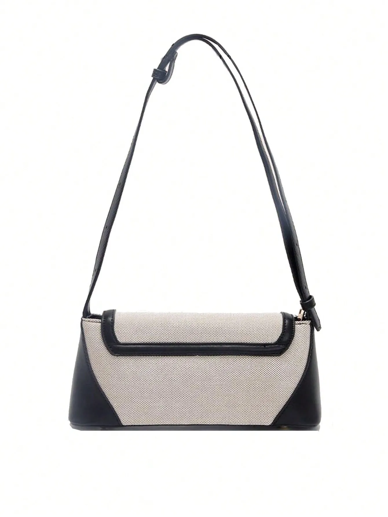 Two Tone Flap Baguette Bag