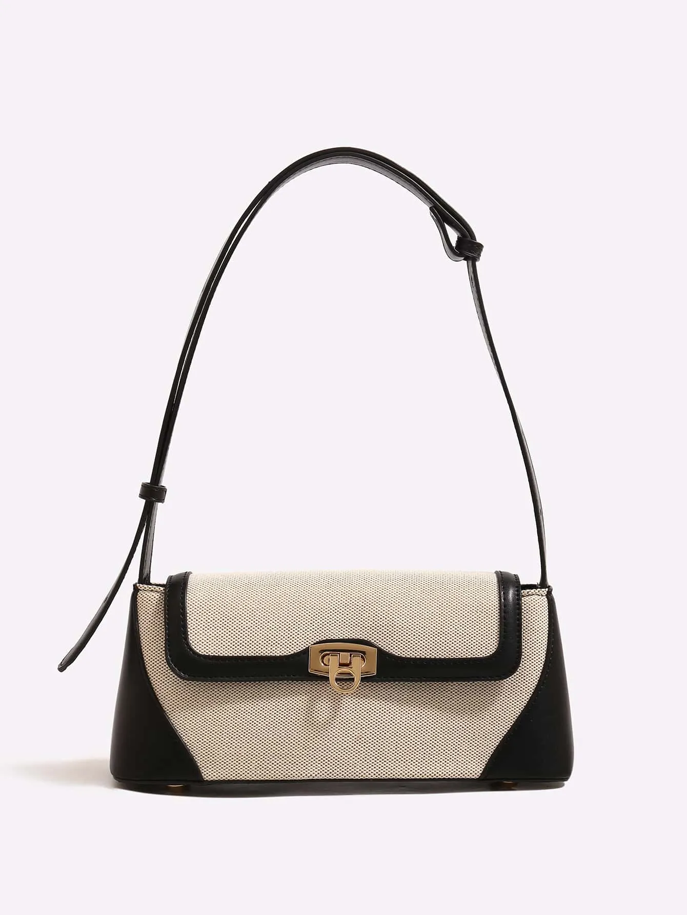 Two Tone Flap Baguette Bag