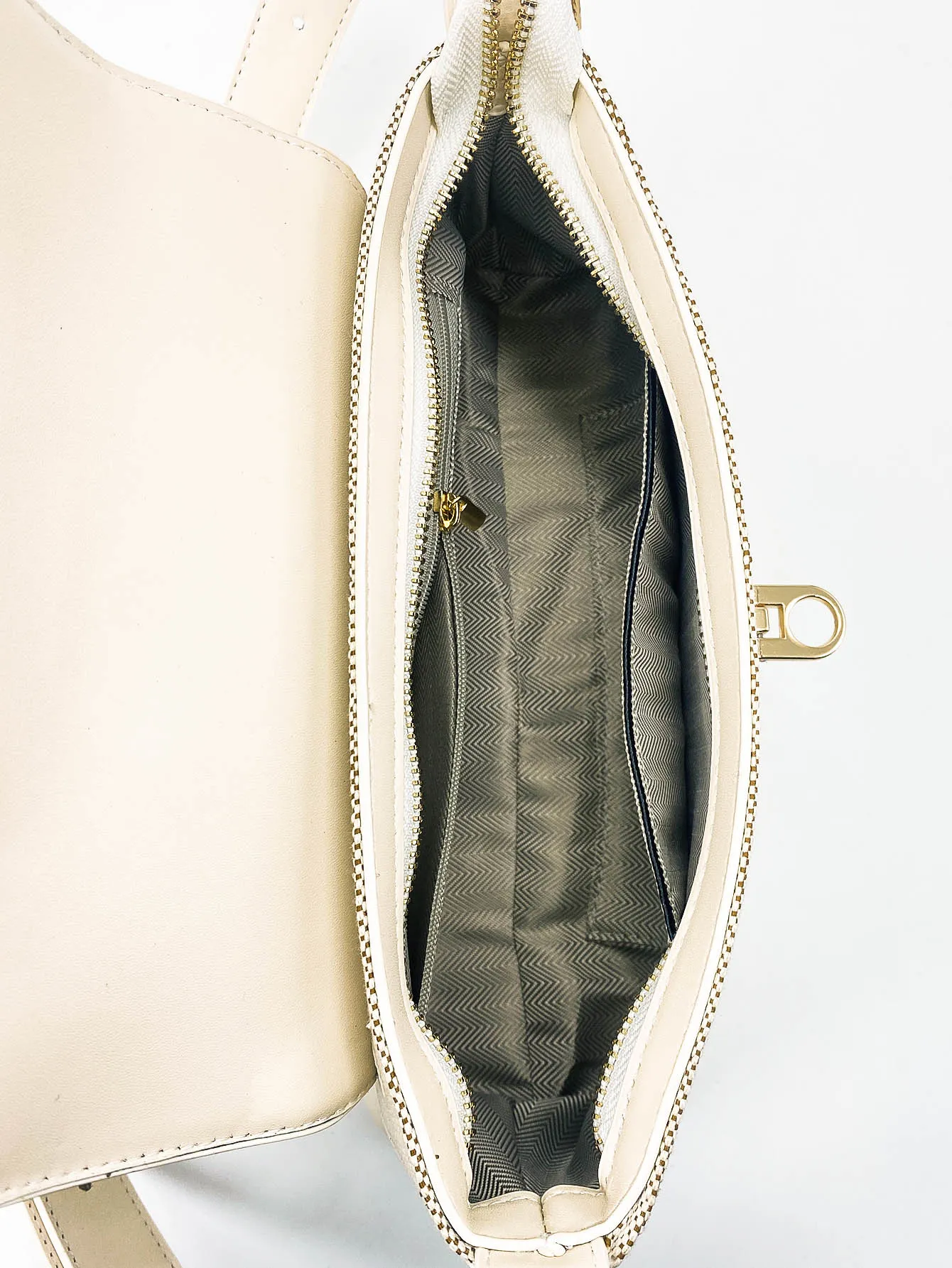 Two Tone Flap Baguette Bag