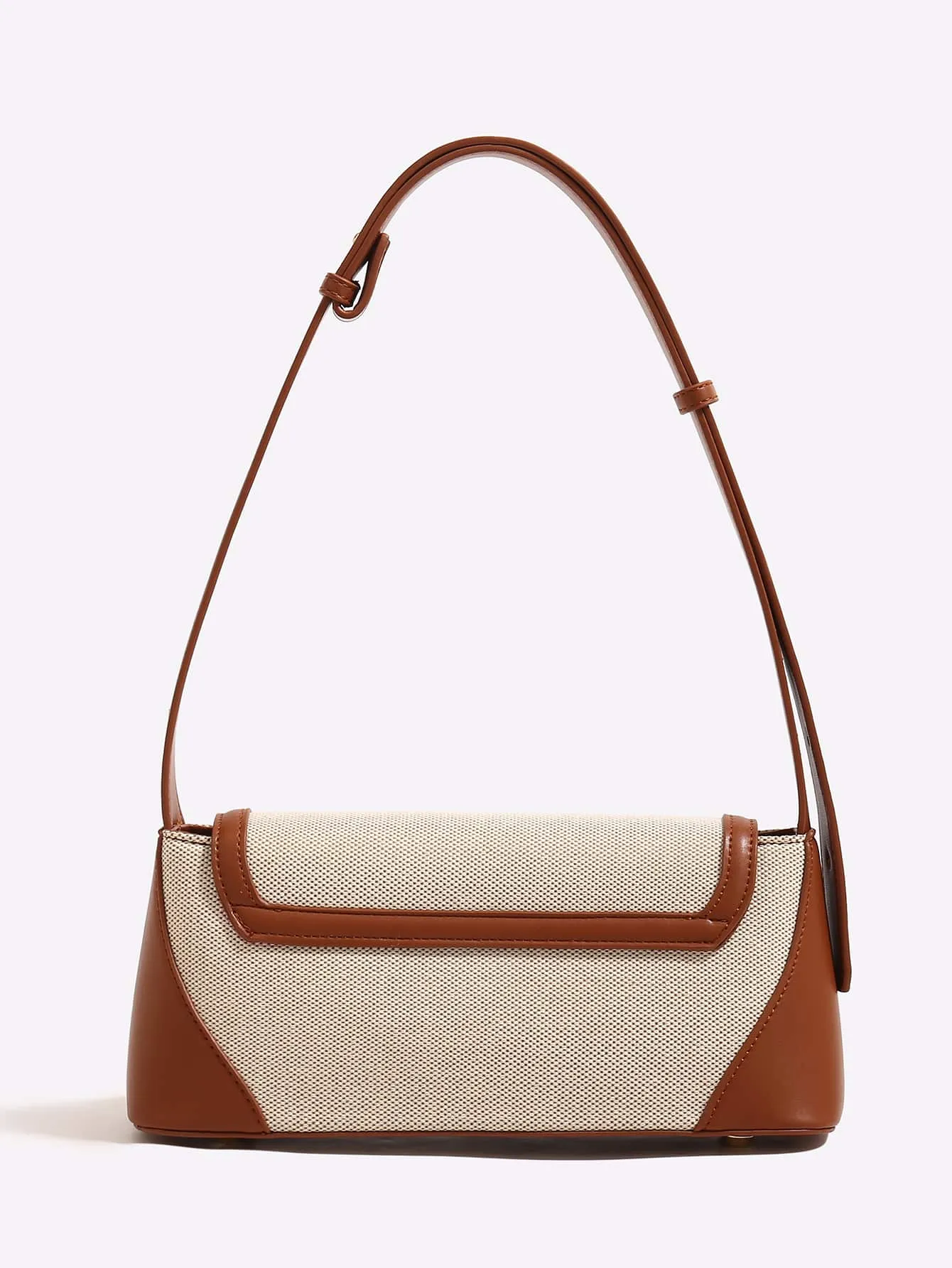 Two Tone Flap Baguette Bag