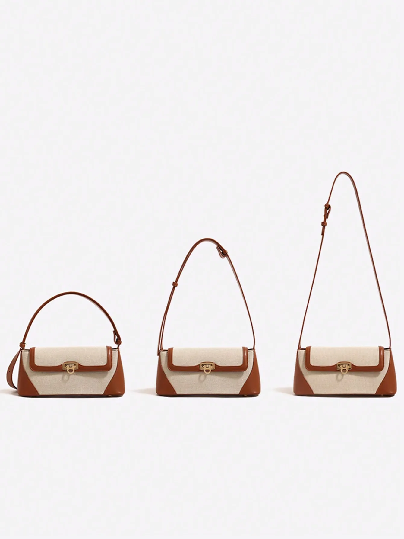 Two Tone Flap Baguette Bag