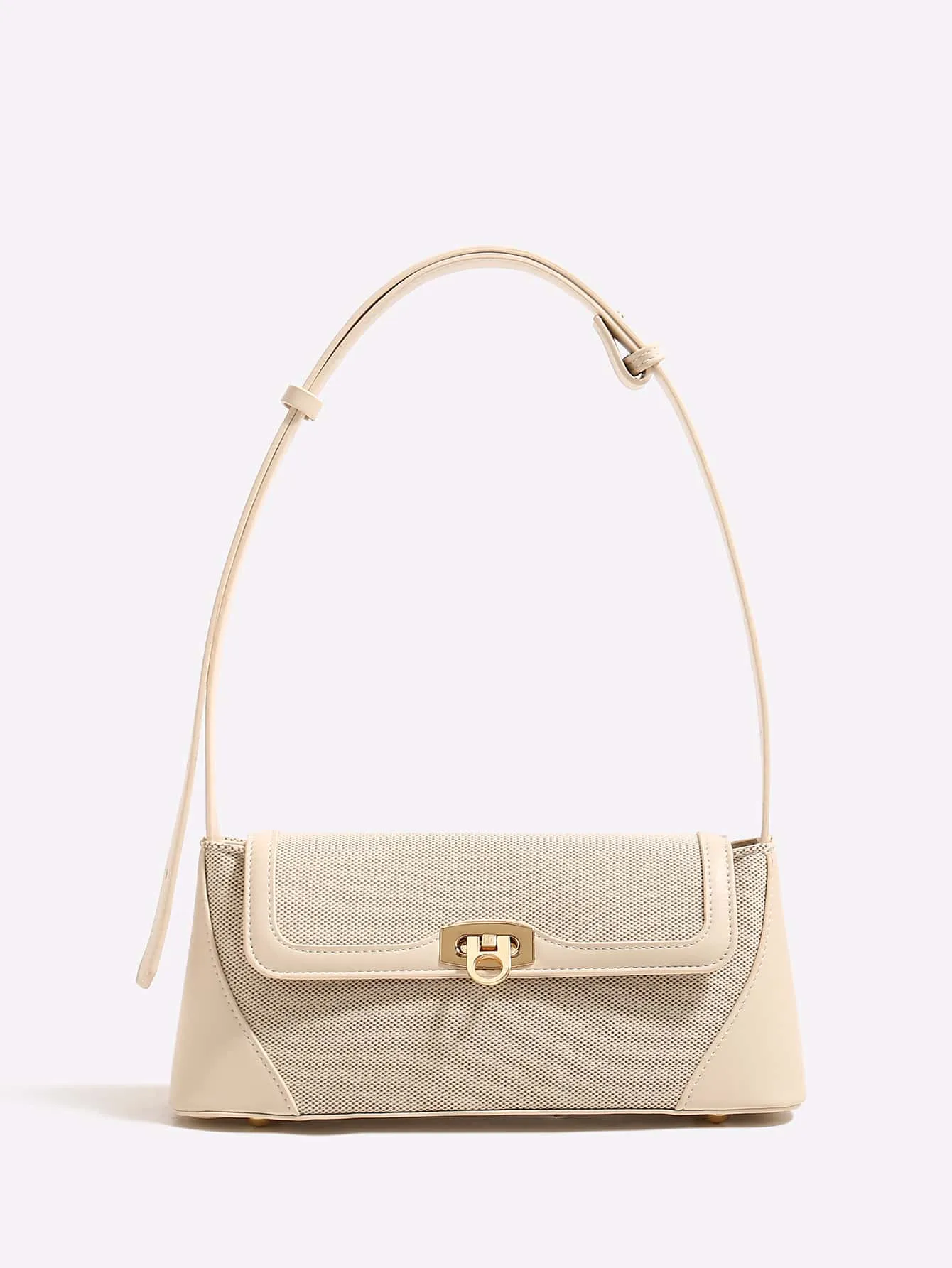 Two Tone Flap Baguette Bag