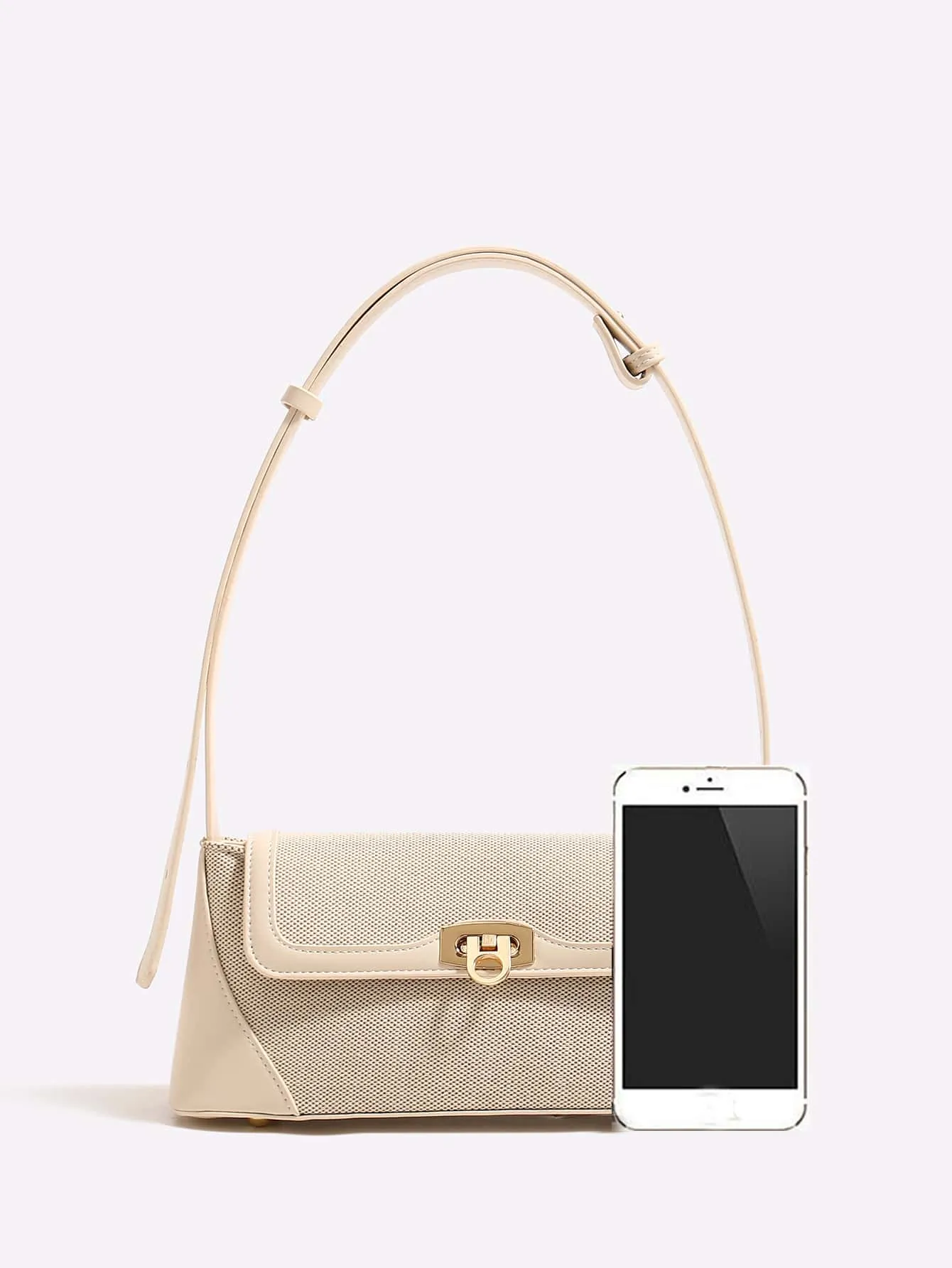 Two Tone Flap Baguette Bag