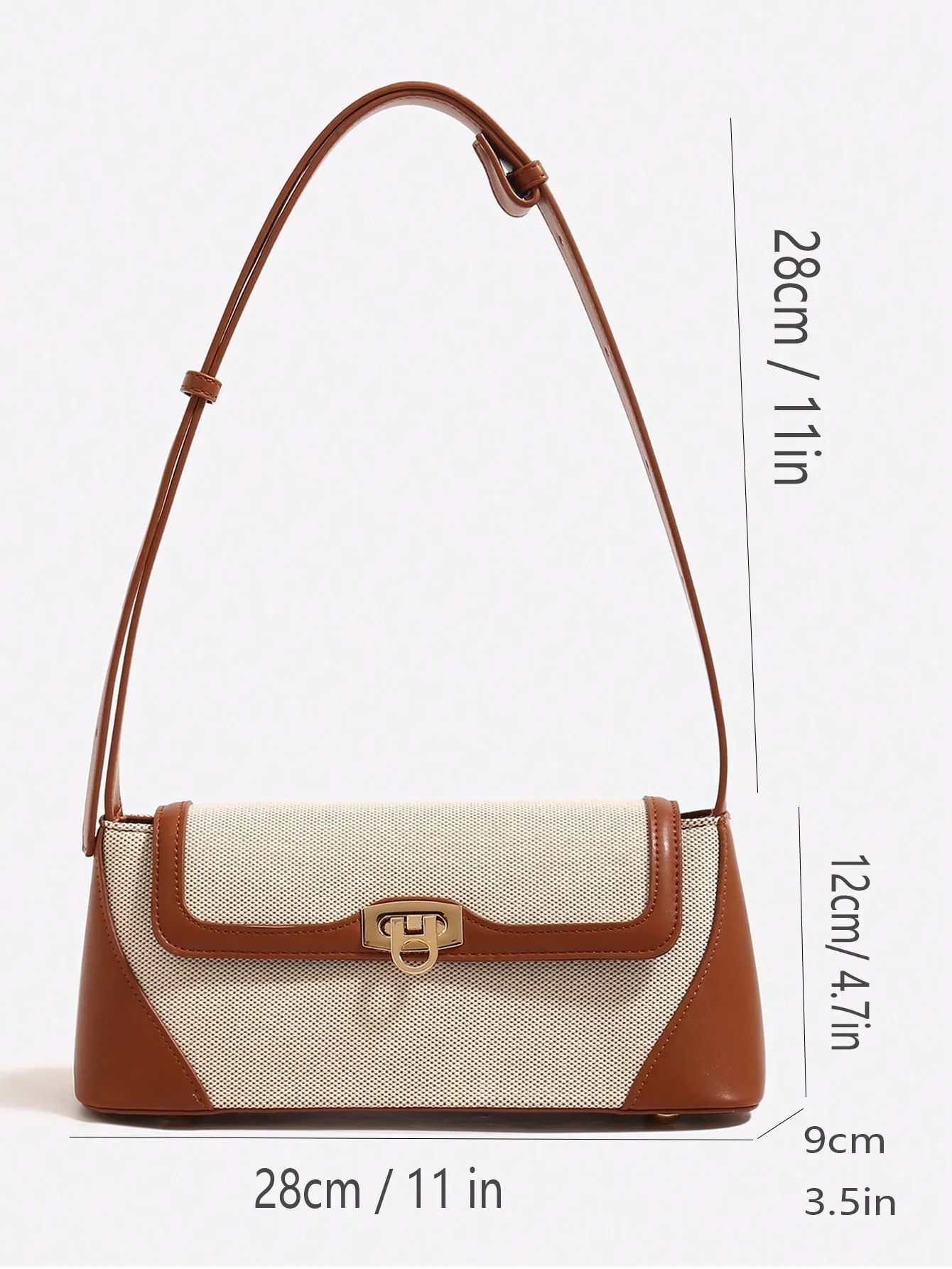 Two Tone Flap Baguette Bag