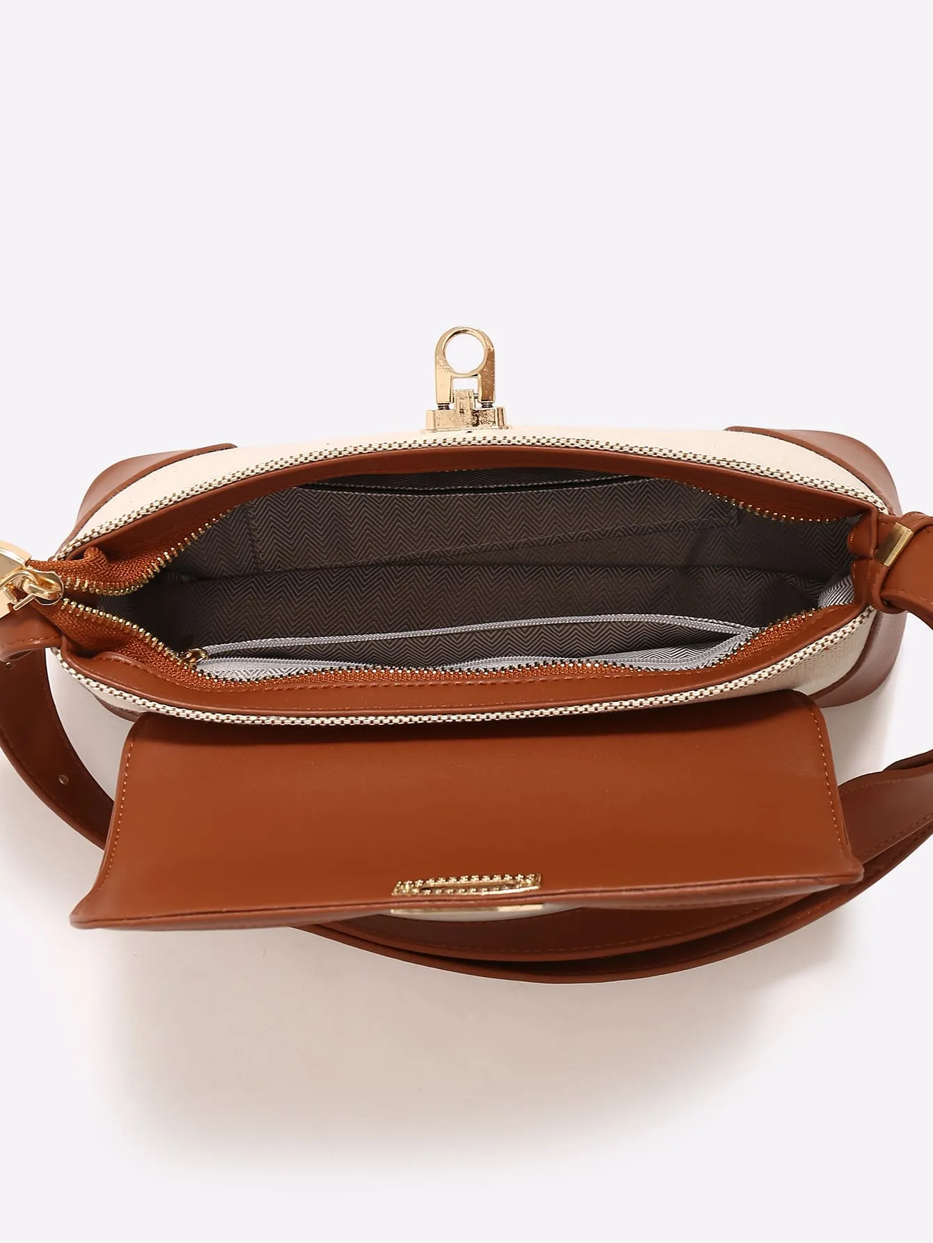 Two Tone Flap Baguette Bag