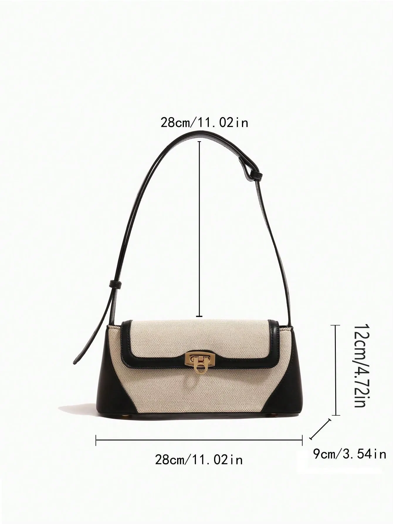 Two Tone Flap Baguette Bag