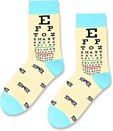 Unisex Optometry Socks, Eye Chart Socks, Eye Doctor Socks, Unique Optometry Gifts for Opticians, Eye Doctors, and Optometrists, Presents for Ophthalmologists