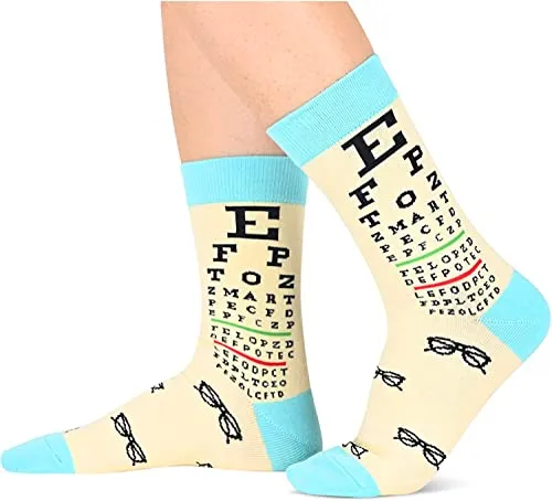 Unisex Optometry Socks, Eye Chart Socks, Eye Doctor Socks, Unique Optometry Gifts for Opticians, Eye Doctors, and Optometrists, Presents for Ophthalmologists