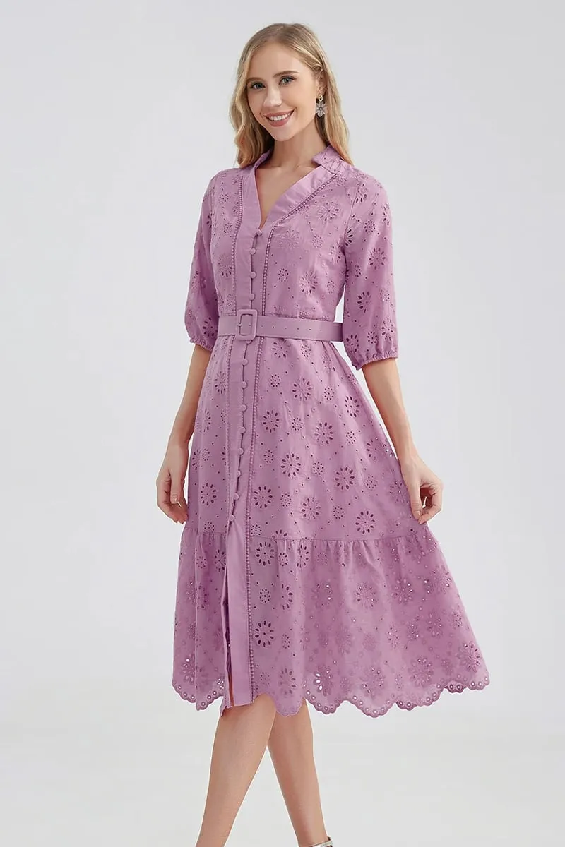 Vacation Romance Graceful Eyelet Midi Dress