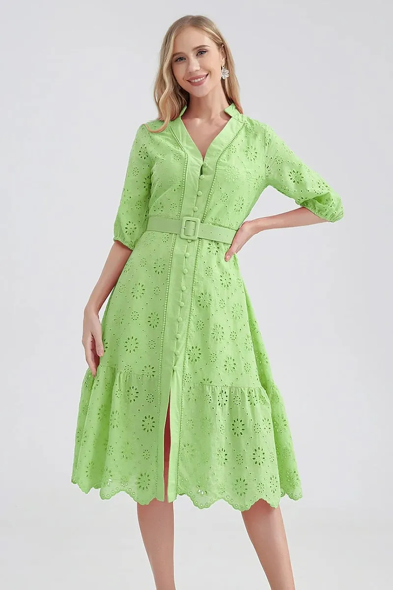 Vacation Romance Graceful Eyelet Midi Dress