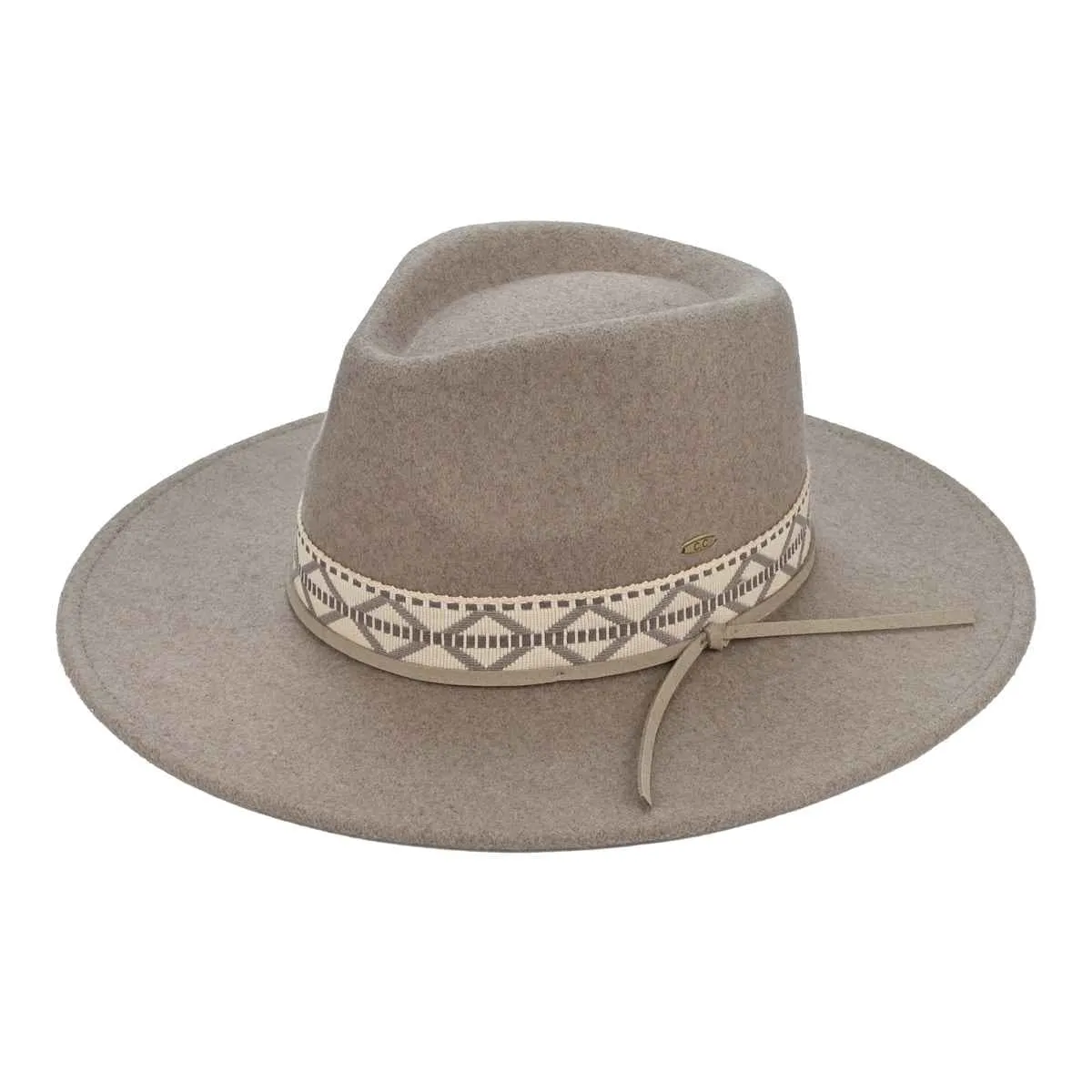 VFE0005 Geometric Band Felt Panama Hat