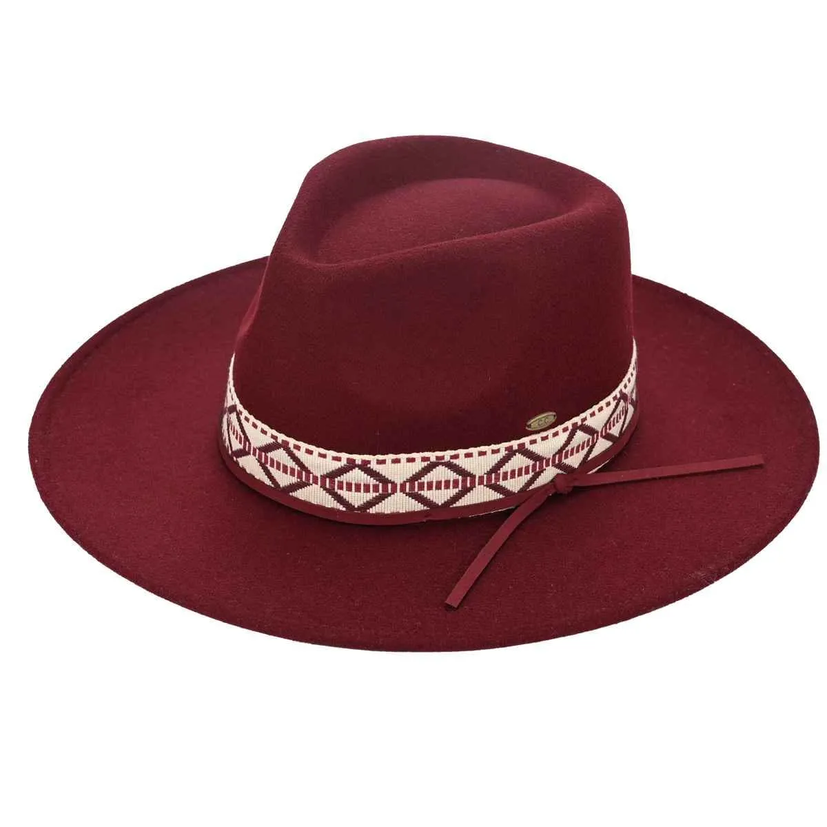 VFE0005 Geometric Band Felt Panama Hat