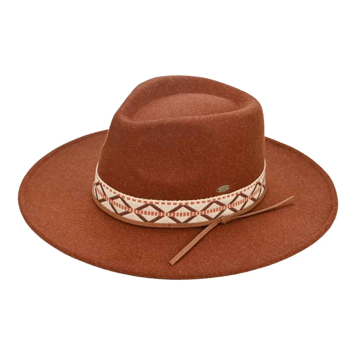 VFE0005 Geometric Band Felt Panama Hat