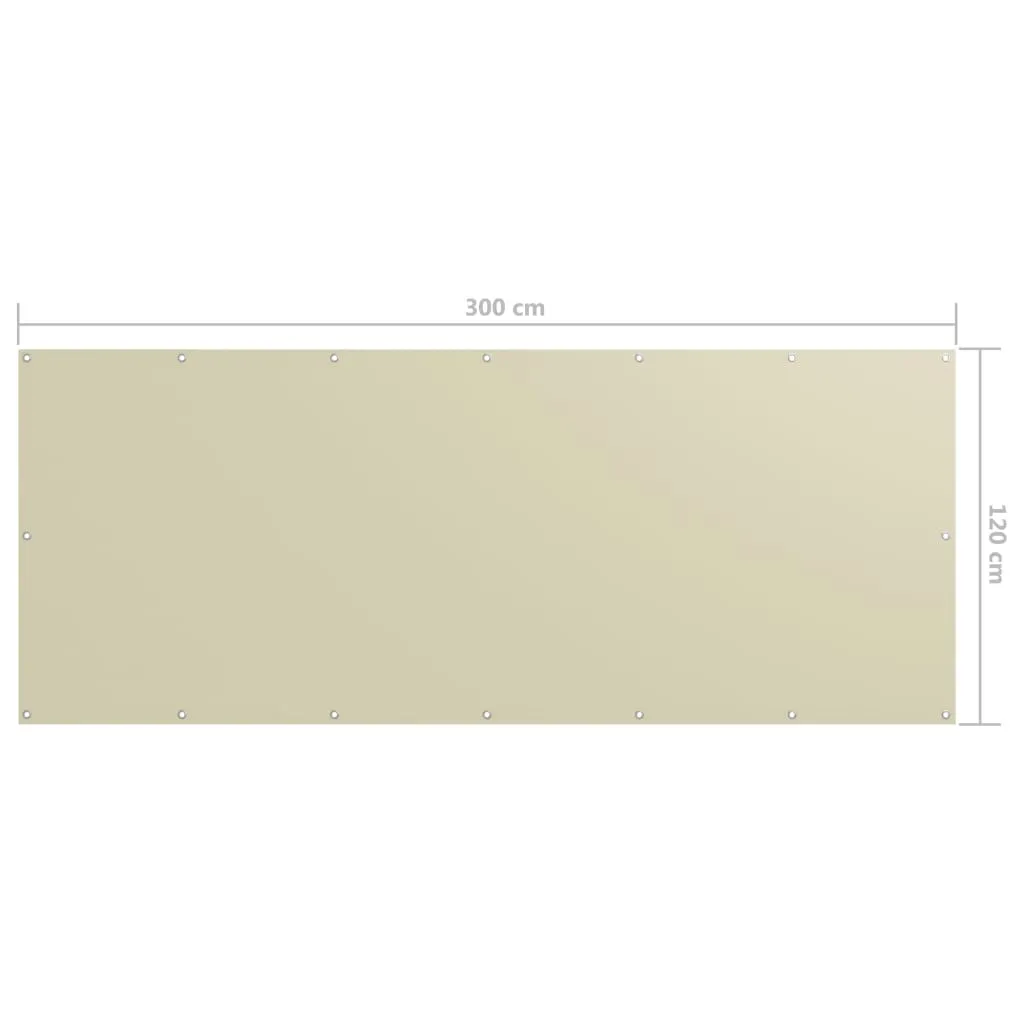 vidaXL Balcony Screen Cream 120x300 cm Oxford Fabric