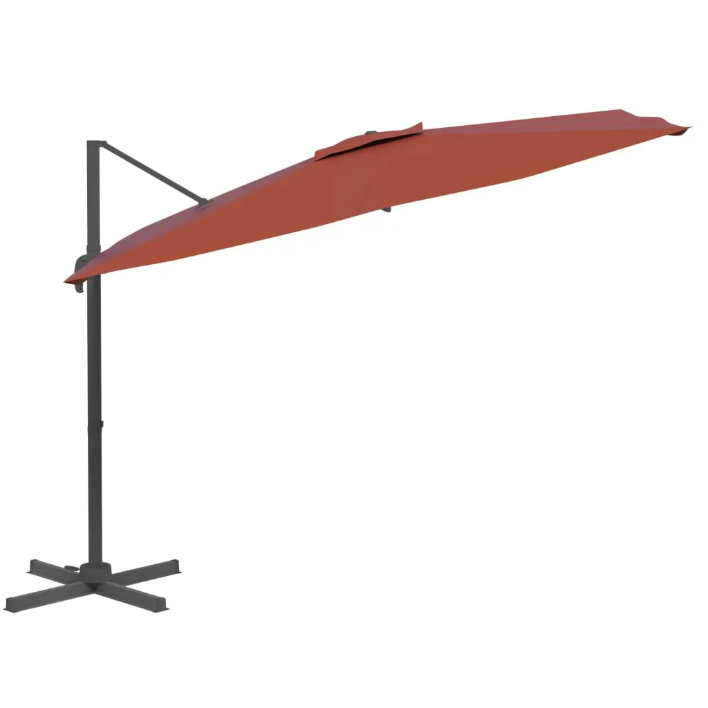 vidaXL Cantilever Garden Parasol with Aluminium Pole Terracotta 400x300 cm