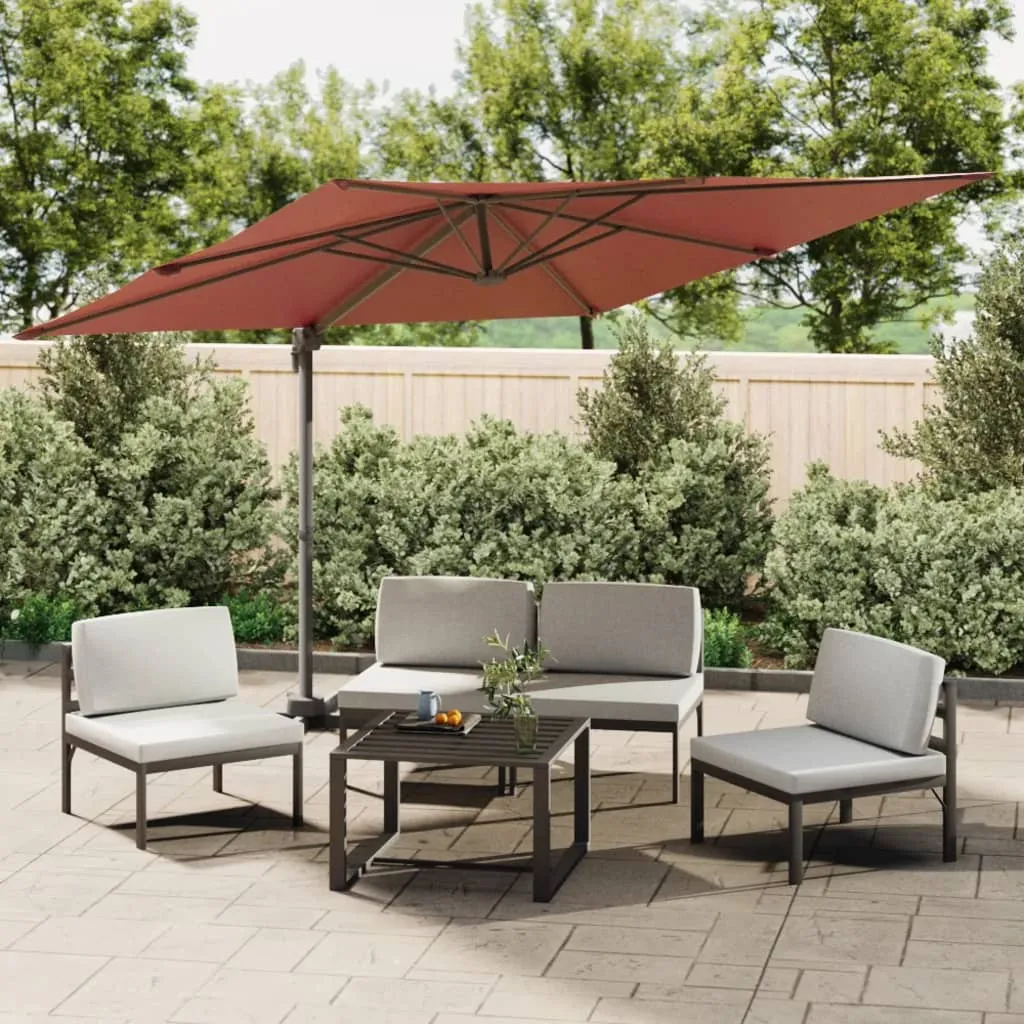 vidaXL Cantilever Garden Parasol with Aluminium Pole Terracotta 400x300 cm