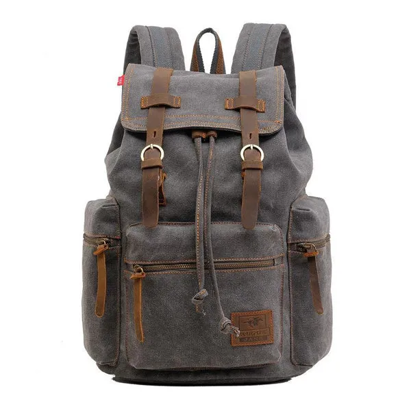 VINTAGE CANVAS MULTI-POCKET FLAP BACKPACK