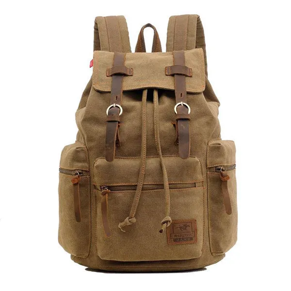 VINTAGE CANVAS MULTI-POCKET FLAP BACKPACK