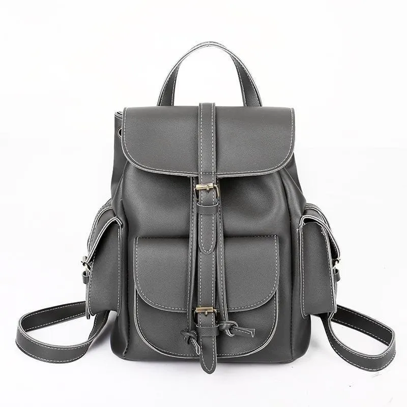 Vintage Drawstring Backpack Black Shoulder Bag