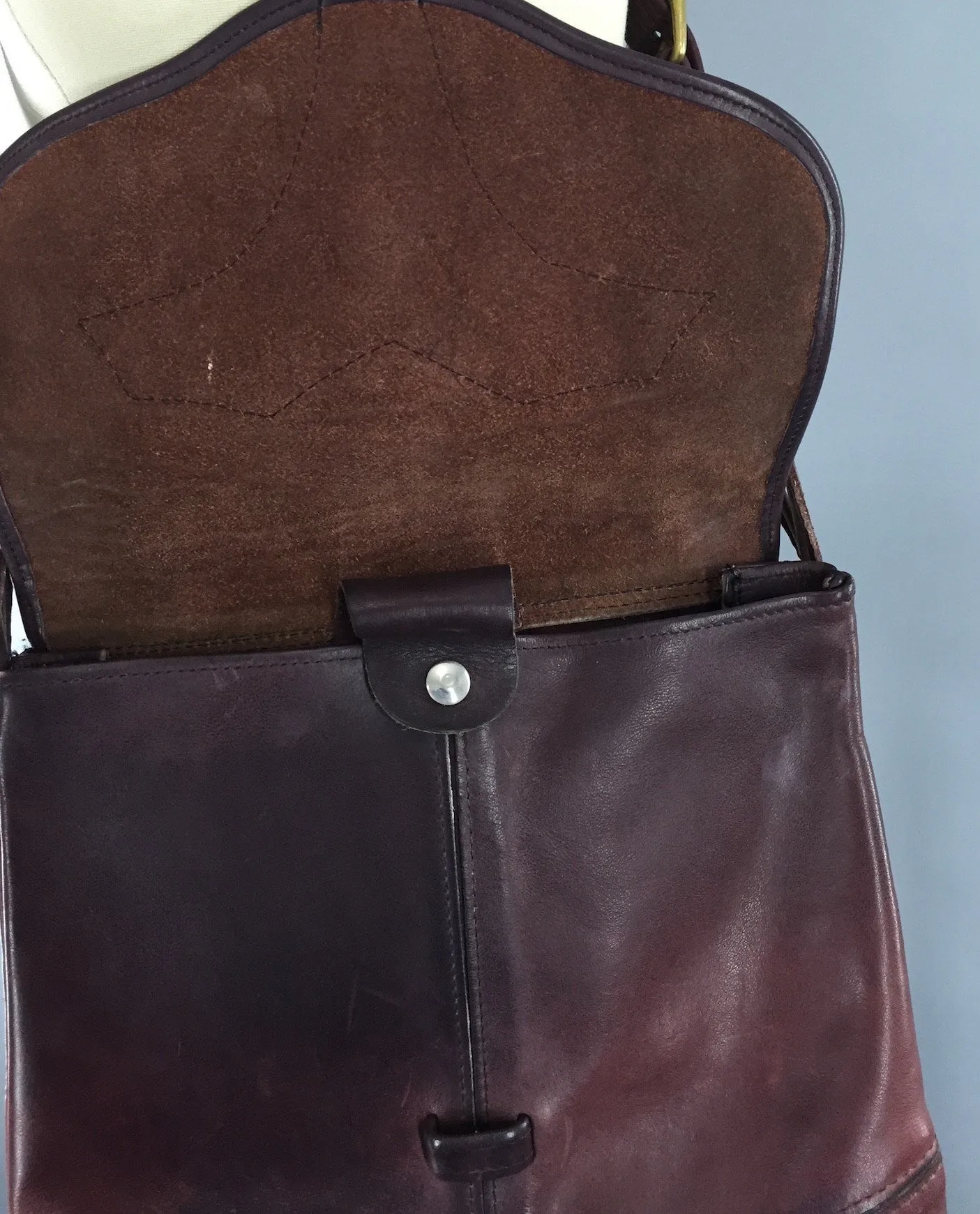 Vintage Leather Handbag / 1960s-70s Shoulder Crossbody Purse