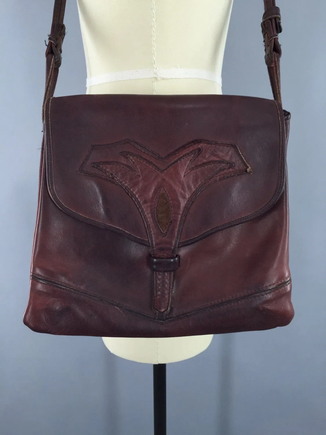 Vintage Leather Handbag / 1960s-70s Shoulder Crossbody Purse