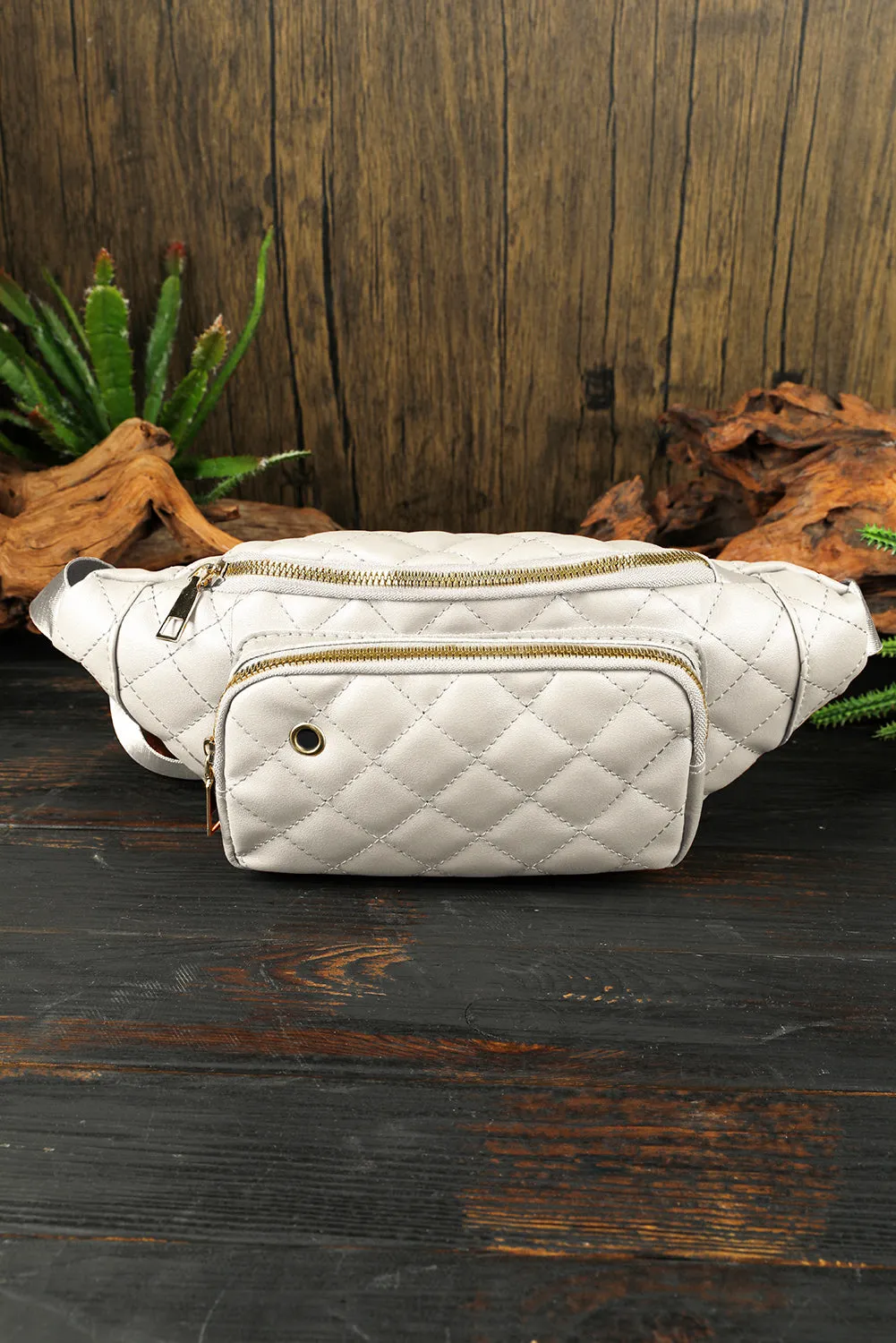 White Rhombus Pattern Simple Waist Bag