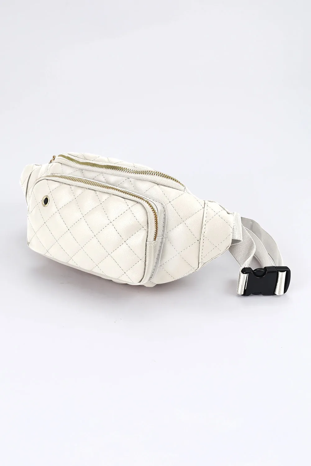 White Rhombus Pattern Simple Waist Bag