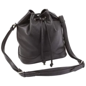 Women's Large' Draw String Black Shoulder Bag - Roomy and Comfortable