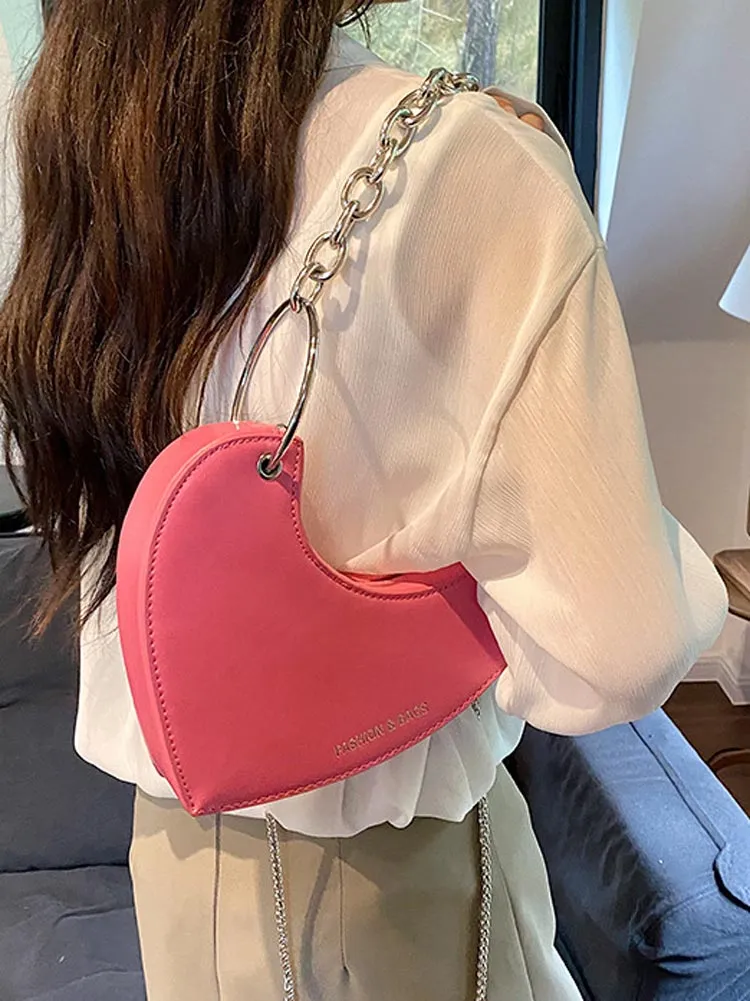 Women's PU Chain Heart Shoulder Bag