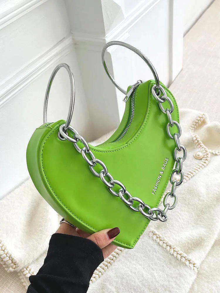 Women's PU Chain Heart Shoulder Bag