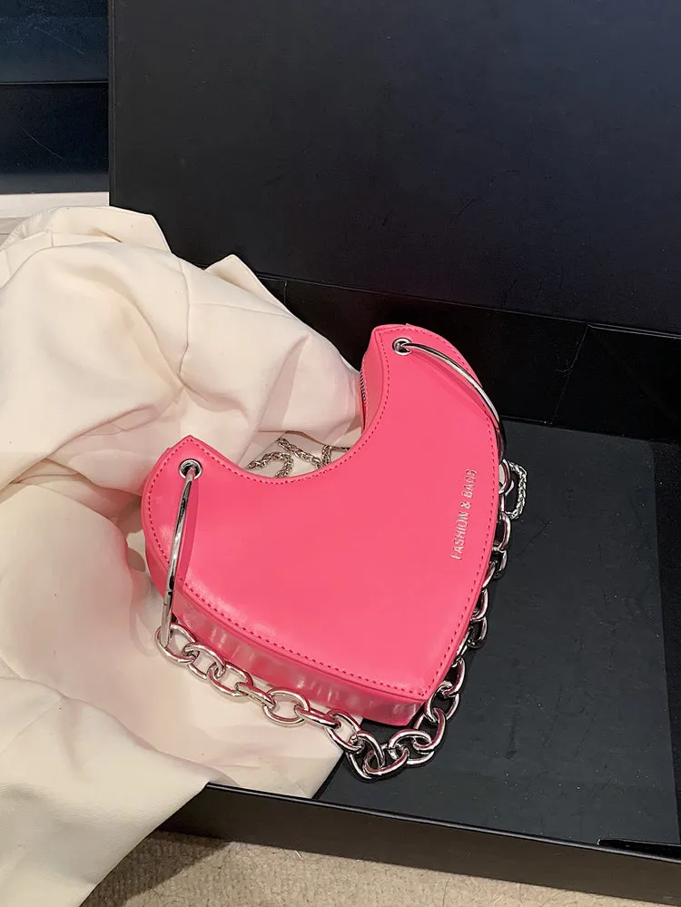 Women's PU Chain Heart Shoulder Bag