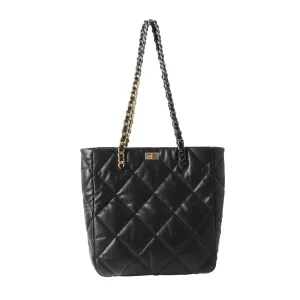 Womens Quilted Leather Large Shopper Chain Shoulder Bag